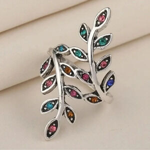 Colorful Stone Leaf Ring